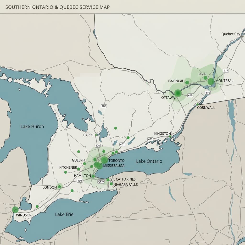 Service area map of British Columbia